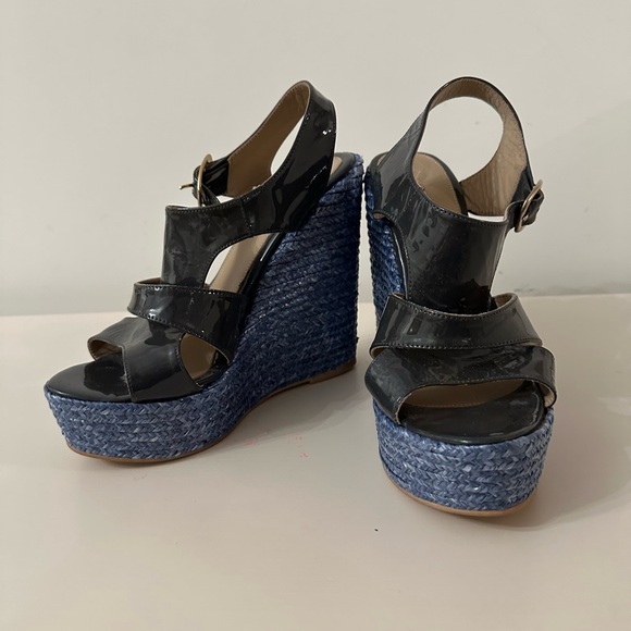 PARE GABIA amethyst France Blue Wedge Sandals - Picture 1 of 8